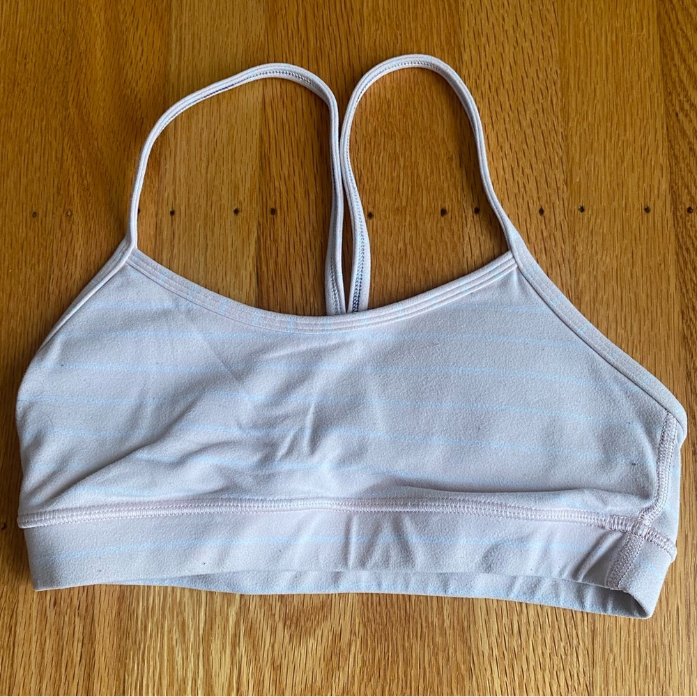 Pink and white striped Lululemon sports bra, worn a few times
